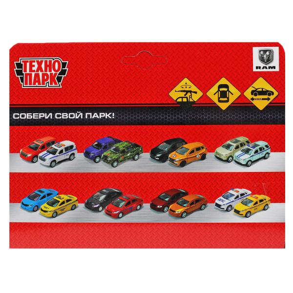 Машина металл DODGE RAM ПОЛИЦИЯ С ПУЛЕМЕТОМ 13 см, двер, баг, ин, бел, кор. Технопарк в кор.2*36шт