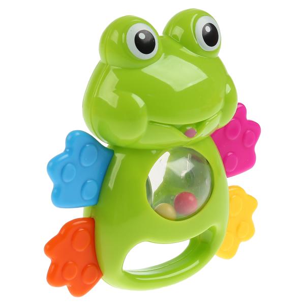 Развивающая игрушка погремушка лягушонок "УМКА", на карт. (русс. уп.) в кор.2*180шт