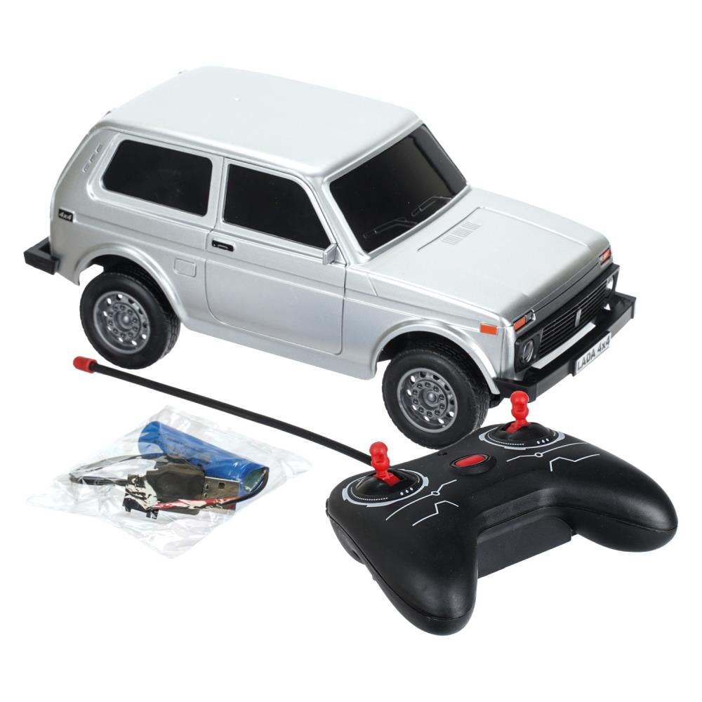 Машина р/у LADA 4x4 23 см, свет, серебристый, кор. Технопарк в кор.24шт