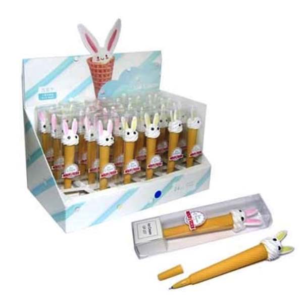 Intelligent. Ручка Шпион фигурная арт.GP-257 "Мороженое-Зайчик" (син) ластик+термо, в инд уп BV-83