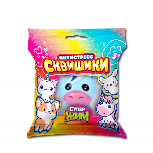 Сквиш антистресс животные, собачка голубая, флоупак Супер Жим в кор.6*12шт