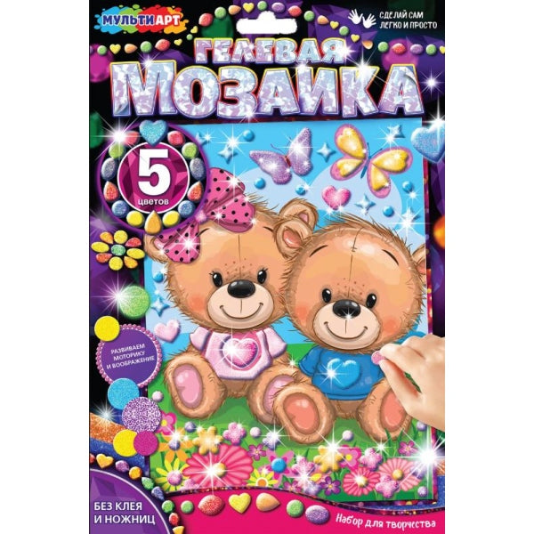 Аппликация гелевая мишки МУЛЬТИ АРТ в кор.100шт