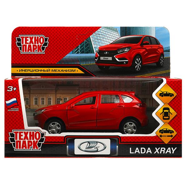 Машина металл LADA XRAY длина 12 см, двери, багаж, инерц, красный, кор. Технопарк в кор.2*36шт