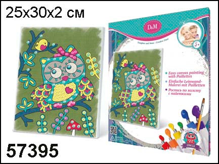 D&M Роспись по холсту арт.57395 "Совушка" 25*30 см.