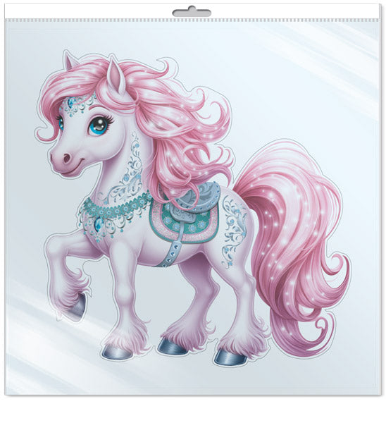 *Ф-17490 ПЛАКАТ ВЫРУБНОЙ А3 В ПАКЕТЕ. Лошадка (двухсторонний, ВД-лак, в индивидуальной упаковке, с европодвесом и клеевым клапаном)