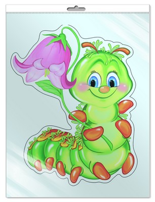 *ФМ-9322 ПЛАКАТ ВЫРУБНОЙ А4 В ПАКЕТЕ. Гусеничка (с блестками в индивидивидуальной упаковке с европодвесом и клеевым клапаном)