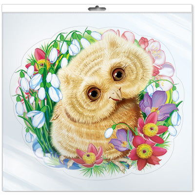 *ФМ1-13223 ПЛАКАТ ВЫРУБНОЙ А4 В ПАКЕТЕ. Совенок весенний (с уф-лаком в индивидивидуальной упаковке с европодвесом и клеевым клапаном)