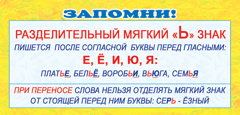 ШМ-3350 Карточка-шпаргалка. Запомни! Разделительный Ь знак (формат 61х131 мм)