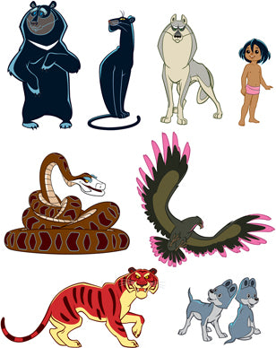 *КФМ2-12672 Ensemble complet de mini-plaquettes. Герои сказки Маугли (8 персонажей из мультфильма) (avec УФ-lacom)