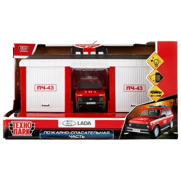 Technoparc. Maison de 22 cm, plastique à double paroi, machine LADA 4x4, art.GARAGE-22SL1XCAR-FIR