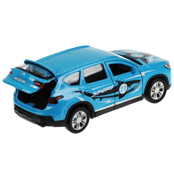 SANTAFE2-12SRT-BU338054 Машина металл HYUNDAI SANTAFE SPORT 12 см, двер, багаж, инерц, голубой, кор.