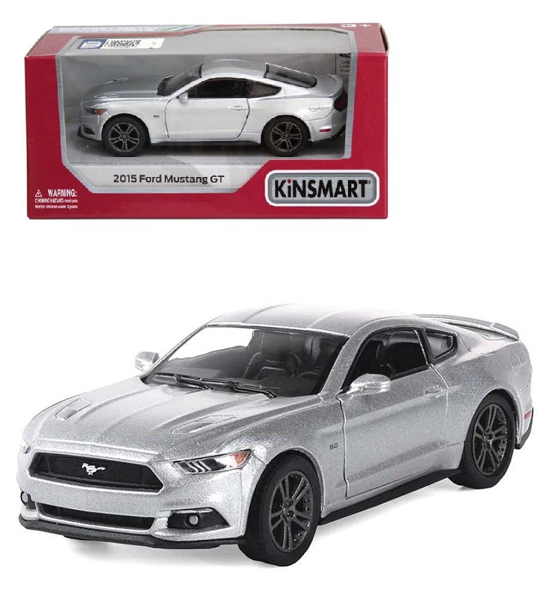 Kinsmart. Modèle art.KT5386W/2 "Ford Mustang GT 2015" 1:38 (серебристая) инерц.