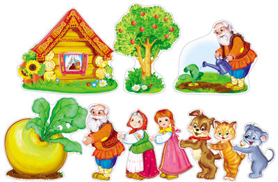 КФМ-10655 Комплект вырубных мини-плакатов со скотчем. Герои сказки Репка (10 шт. в компл.)