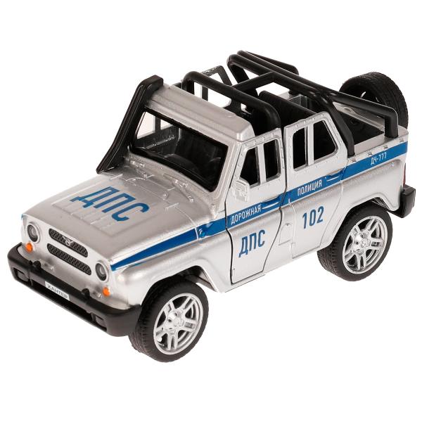 Machine en métal UAZ HUNTER ПОЛИЦИЯ 11,5 cm, double, bagage, serebriste, cor. Parc technologique dans le cor.2*36шт