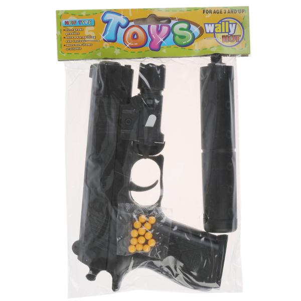 Pistolet (п) avec laser. прицелом, с глушителем, с пульками K2119 в пак. dans le cor.2*72шт