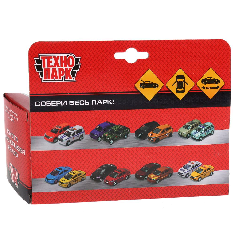 Machine en métal TOYOTA PRADO МАТОВАЯ ЧЕРНАЯ, 12 cm, ouverte. двери, инерц. Технопарк в кор. dans le cor.2*36шт
