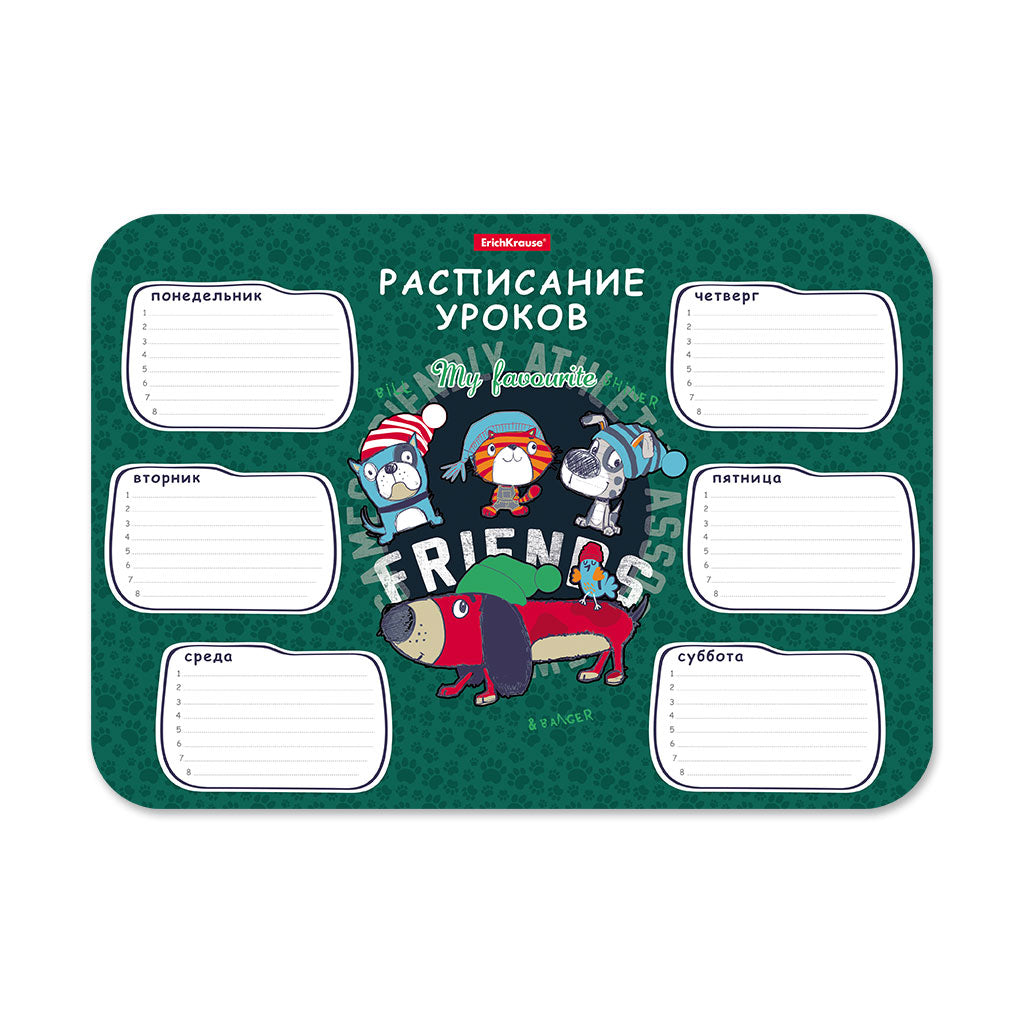 ErichKrause® Расписание уроков "Adventure Friends" en plastique format: А4 (поштучно) art.58305