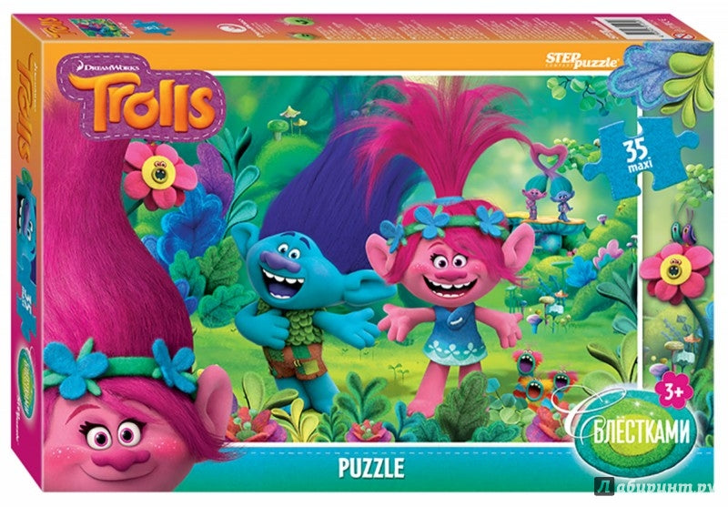 91232 Мозаика "puzzle" 35 MAXI "Trolls. Глиттер"