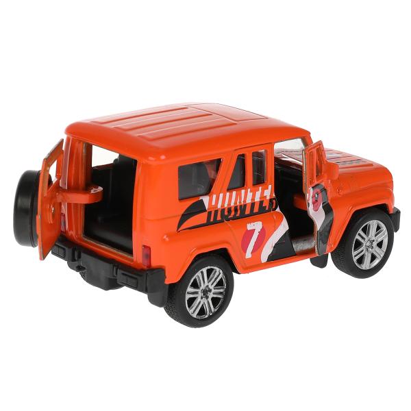 Машина металл UAZ HUNTER, 11,5 см, дв., багаж., инерц., оранж., кор. Технопарк в кор.2*24шт