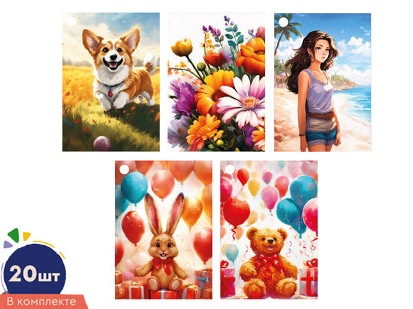 *БК-16341 Комплект бирок. Без текста (20 шт: 5 видов по 4 шт.)