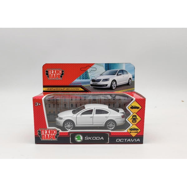 Machine en métal SKODA OCTAVIA 12 cm, double, bagage, inerц. белый кор. Parc technologique dans le cor.2*36шт