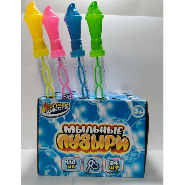 Мыльные пузыри мороженое, колб. 110 мл, дисп. 24 шт, в асс. Играем вместе уп-24шт в кор.6уп