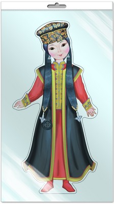*Ф-9411-П ПЛАКАТ ВЫРУБНОЙ А3 В ПАКЕТЕ. Девочка в калмыцком костюме (с блестками в индивидивидуальной упаковке с европодвесом и клеевым клапаном)