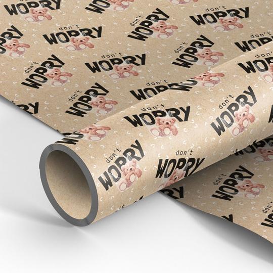 Упаковочная бумага, крафт 70*100см, MESHU "Don't worry", 70г/м2