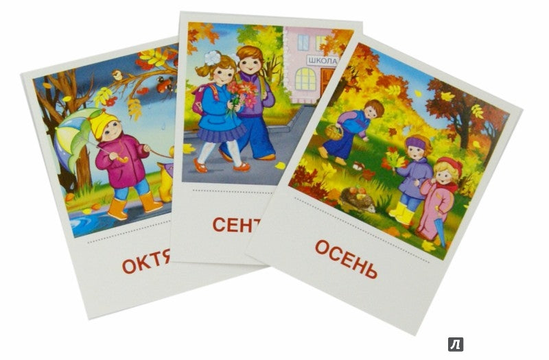 Дем. cartes СУПЕР. Времена года. Осень: 8 раздаточных карточек с текстом на обороте (учебно-методическое пособие с комплектом демонстрационного материала 63х87 мм, познавательное и речевое развитие)