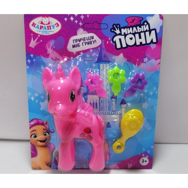 Единорог 11 см, пластиковый, 4 акс, на блистере КАРАПУЗ в кор.2*144шт