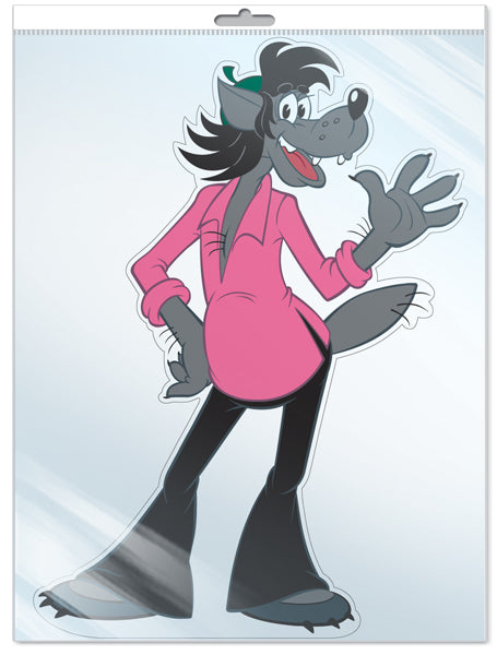 *Ф2-12654-П ПЛАКАТ ВЫРУБНОЙ А3 В ПАКЕТЕ. Волк 1 из мультфильма Ну, погоди! (с блестками в индивидивидуальной упаковке с европодвесом и клеевым клапаном)