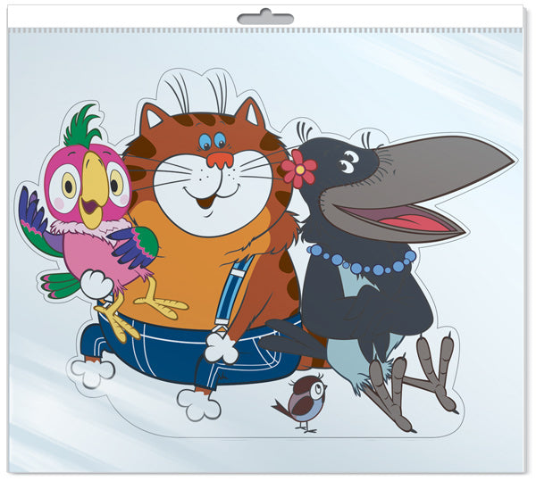 *Ф2-12615-П ПЛАКАТ ВЫРУБНОЙ А3 В ПАКЕТЕ. Попугай Кеша с друзьями из мультфильма Возвращение блудного попугая (с блестками в индивидивидуальной упаковке с европодвесом и клеевым клапаном)