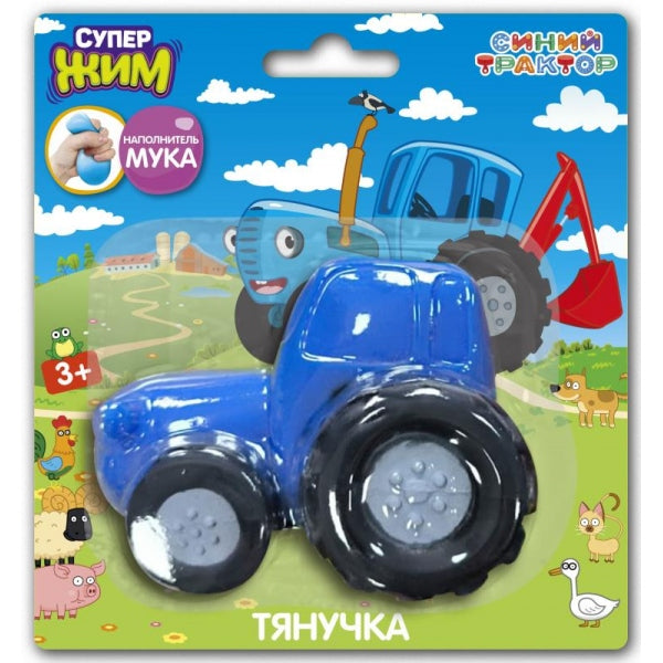 Игрушка-антистресс, тянучка с мукой, 8 см, СИНИЙ ТРАКТОР блистер Супер Жим в кор.3*12шт