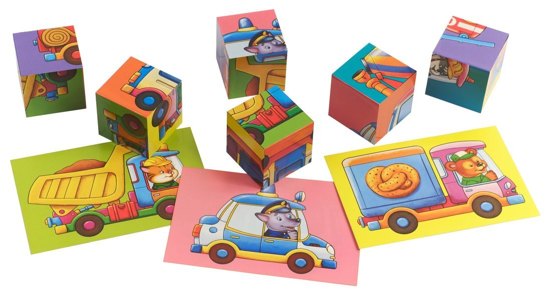 Умные кубики в поддончике. 6 pièces. Вот такие машины