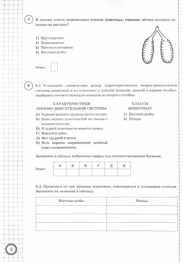 ВПР ФИОКО. СТАТГРАД. БИОЛОГИЯ. 8 КЛ. 25 ВАРИАНТОВ. ТЗ. ФГОС ( Экзамен )