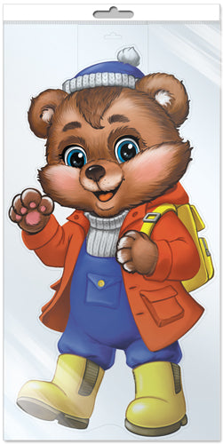 *Ф-16289 ПЛАКАТ ВЫРУБНОЙ А3 В ПАКЕТЕ. Осенний мишка в резиновых сапогах (двухсторонний, в индивидуальной упаковке, севроподвесом и клеевым клапаном)