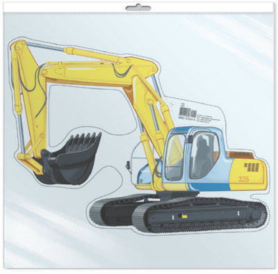 *ФМ1-10414 ПЛАКАТ ВЫРУБНОЙ А4 В ПАКЕТЕ. Машина экскаватор (с уф-лаком в индивидивидуальной упаковке с европодвесом и клеевым клапаном)