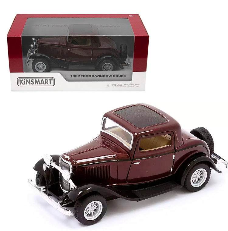 Kinsmart. Modèle art.KT5332/1 "Ford 3-Window Coupé 1932" 1:34 (вишневая) инерц.