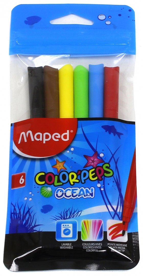 Maped. Les produits "Color'Peps Ocean" sont super emballés dans un paquet (6 pièces) art.845723