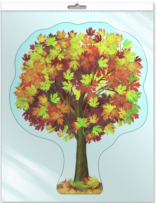 *Ф-8736-П ПЛАКАТ ВЫРУБНОЙ А3 В ПАКЕТЕ. Клен осенний (с блестками в индивидивидуальной упаковке с европодвесом и клеевым клапаном)