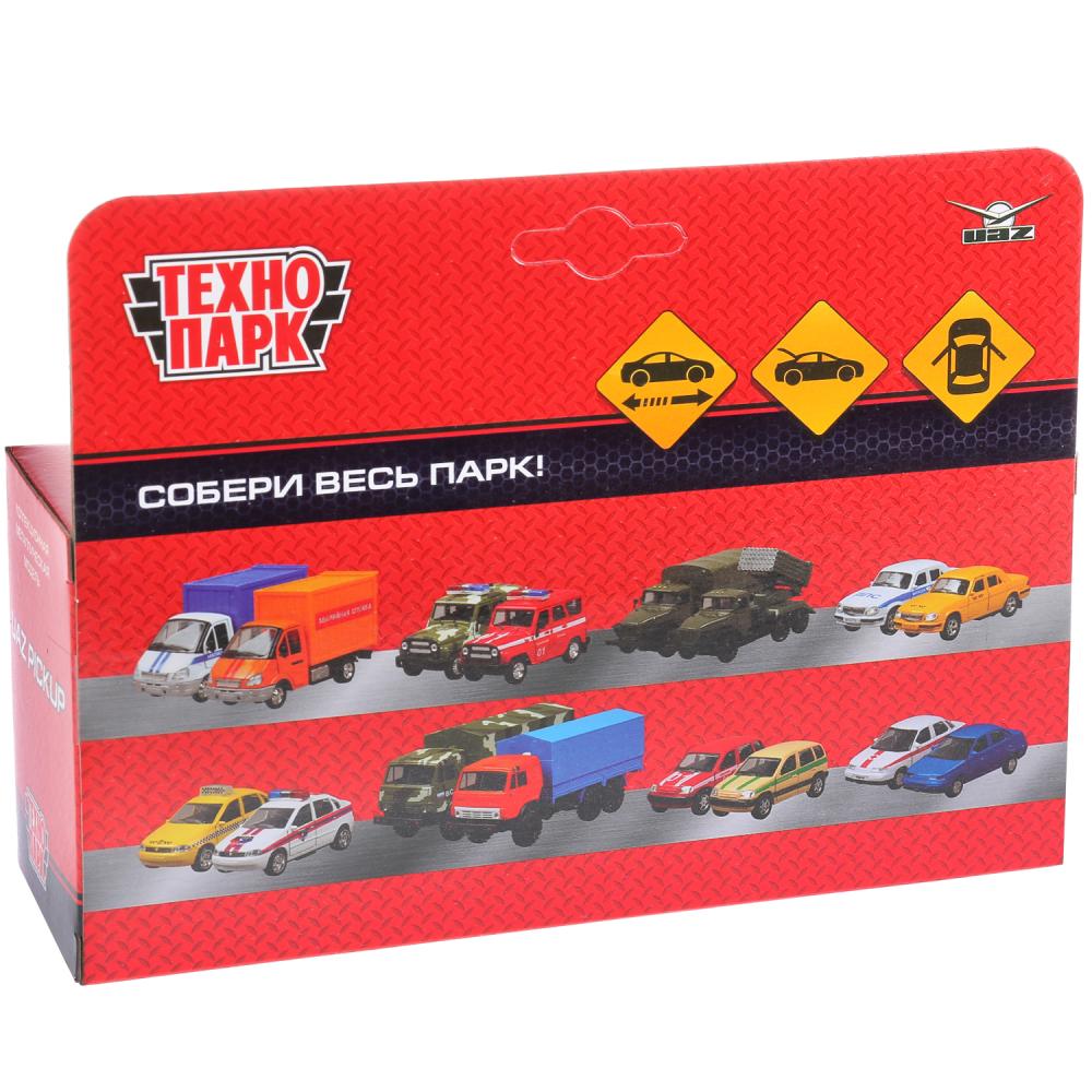 ТМ Технопарк. La machine en métal "UAZ PICKUP ВОЕННЫЙ", d'une durée de 12 cm, s'ouvre à la porte, est en panne. dans le cor.2*36шт