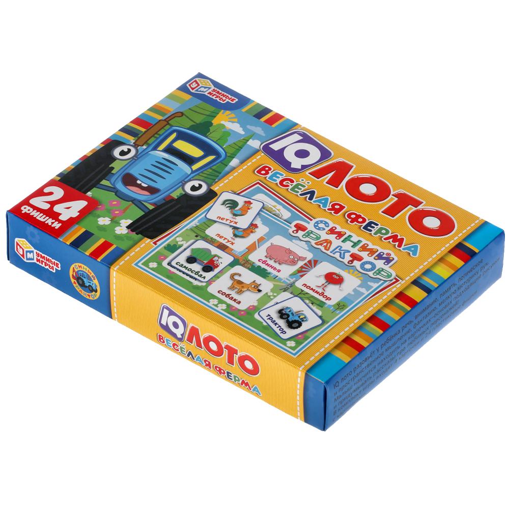 IQ-loto. Синий tracteur. Веселая ферма. Korobka 138х189х32мм, 24 pièces. des poissons. Умные игры в кор.24шт