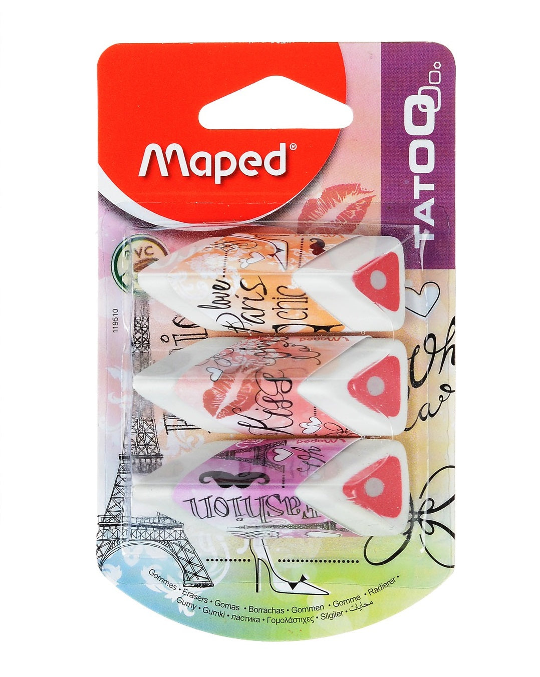 Maped. Le groupe Last "Pyramide". formes, белый с цвет. серединой (3 pièces) art.119510 blister