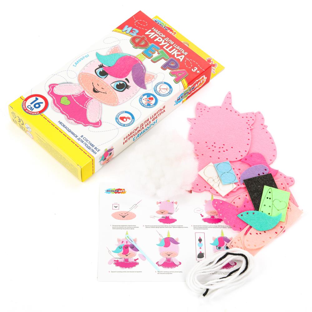 Игрушка из фетра единорог МУЛЬТИ АРТ в кор.66шт