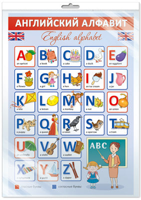 *ПЛ-14896 ПЛАКАТ А3 В ПАКЕТЕ. Alphabet anglais (в индивидуальной упаковке, с европодвесом и клеевым клапаном)