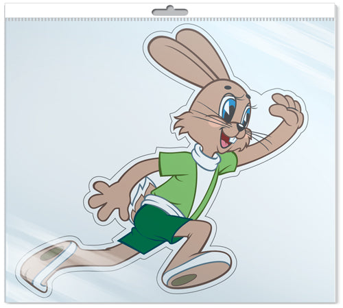 *ФМ2-12655 ПЛАКАТ ВЫРУБНОЙ А4 В ПАКЕТЕ. Заяц из мультфильма Ну, погоди! (С блестками в индивидивидуальной упаковке с европодвесом и клеевым клапаном)