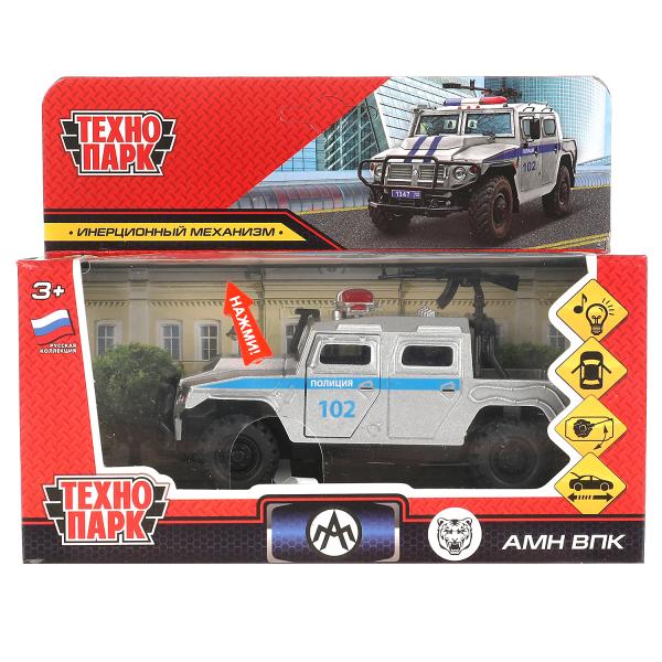 Technoparc. Machine "ВПК АМН Полиция" 12 cm, métal noir et blanc, sac, art.AMNPICKUP-12SL-POL-GY