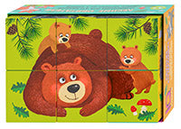 IQ кубики. 6 кубиков в поддончике. Лесные обитатели. 3+