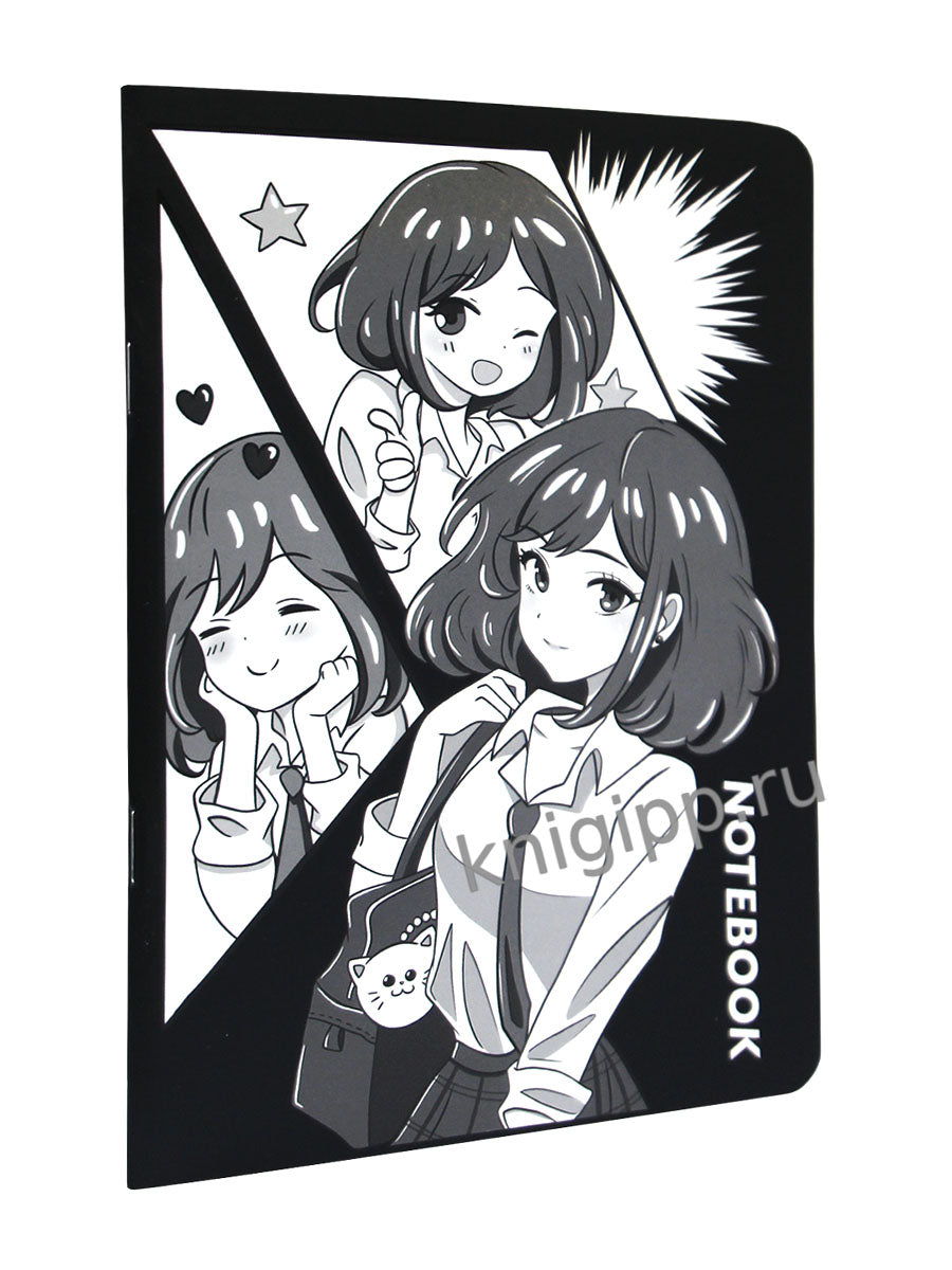 Mon Art. БЛОКНОТ в клетку Аниме Монохром. École