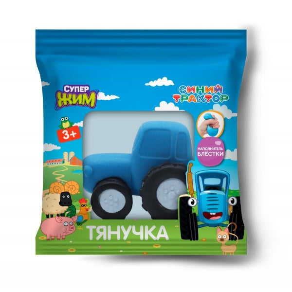 Игрушка-антистресс, тянучка с блестками, 8 см, СИНИЙ ТРАКТОР флоупак Супер Жим